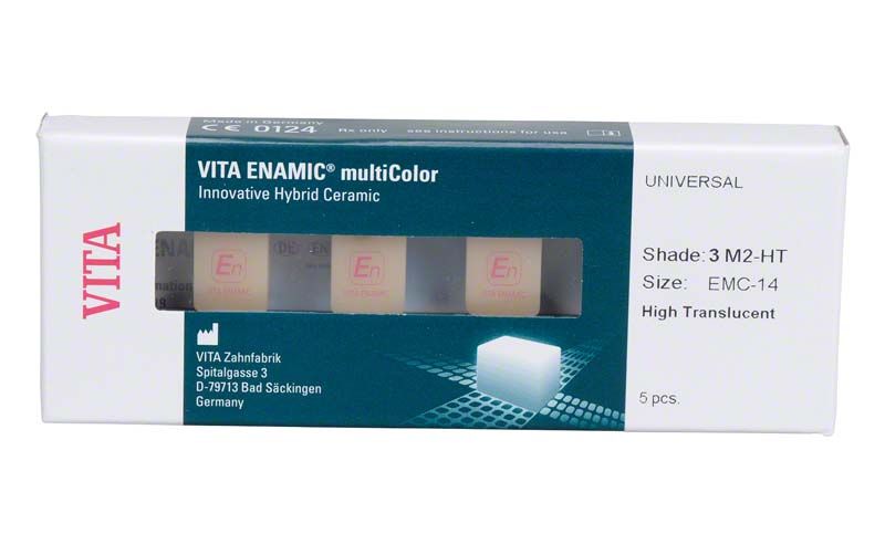 VITA ENAMIC® multiColor CAD/CAM-Rohling mit mehrschichtigem Farbverlauf.
