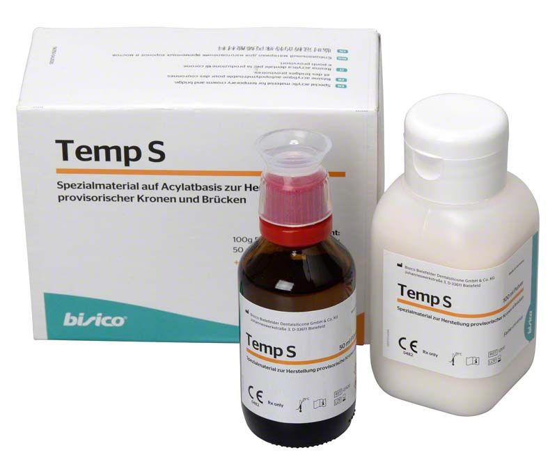 Temp S Set mit Flasche und Packung für provisorische Kronen und Brücken.