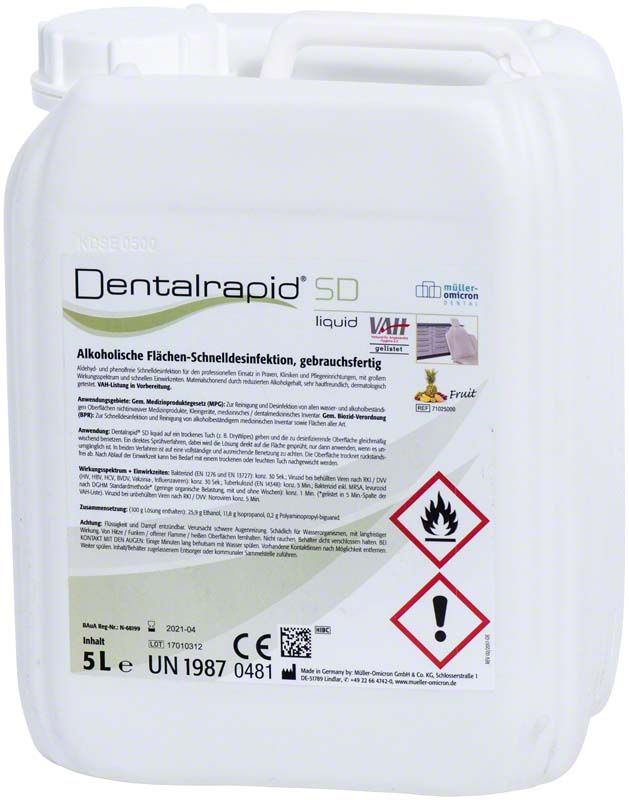 Dentalrapid® SD liquid Fruit Kanister 5 Liter für Flächendesinfektion.
