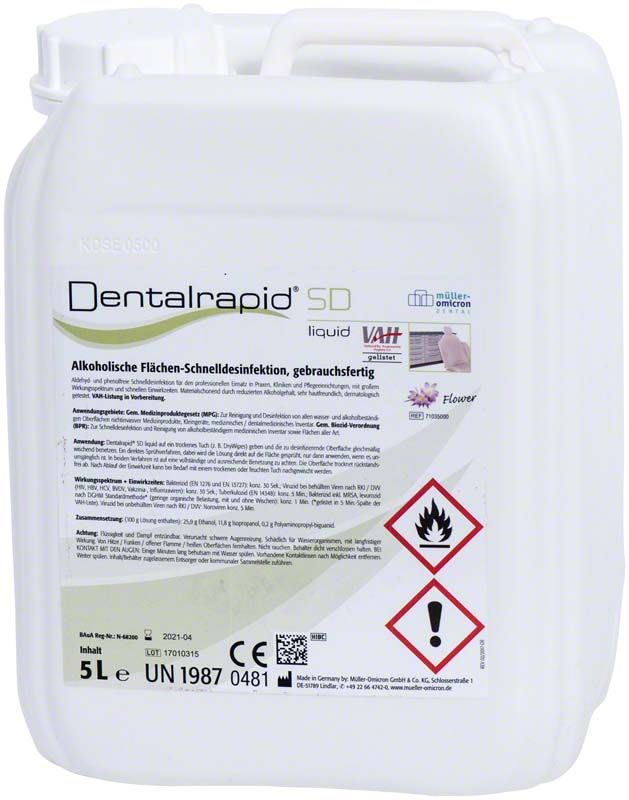 Dentalrapid® SD liquid Flower Kanister 5 Liter für Flächendesinfektion.