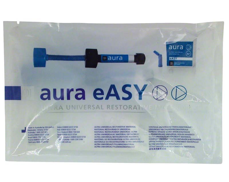 Aura eASY Spritze Ae2-Verpackung mit Produktabbildung und blauer Schrift.
