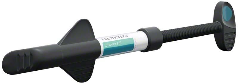 Harmonize™ Spritze mit Incisal Translucent Amber Farbton auf weißem Hintergrund.