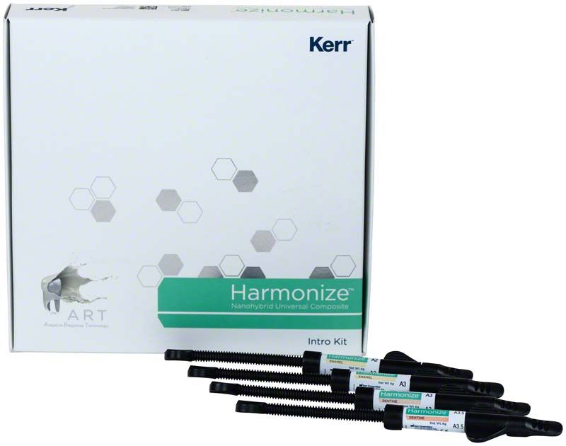 Harmonize™ Intro Kit Spritzen mit Verpackung und Produktbeschriftung sichtbar.