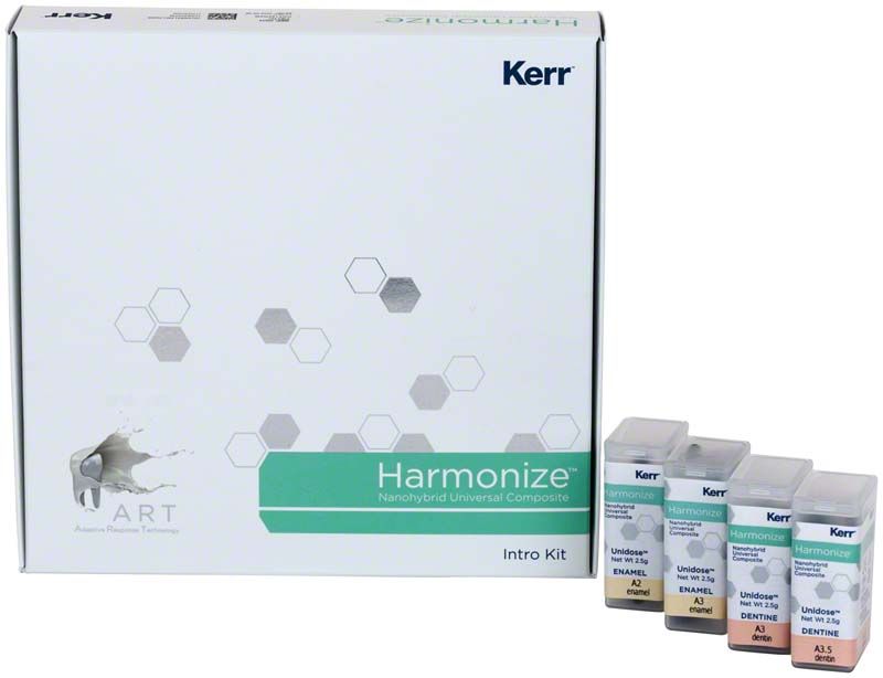 Harmonize™ Intro Kit Unidose mit Verpackung und vier Probenbehältern