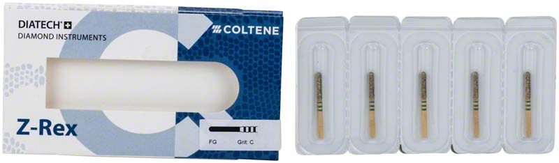 Verpackung der DIATECH Z-Rex Diamantschleifer FG 881N 016 mit fünf Schleifern.