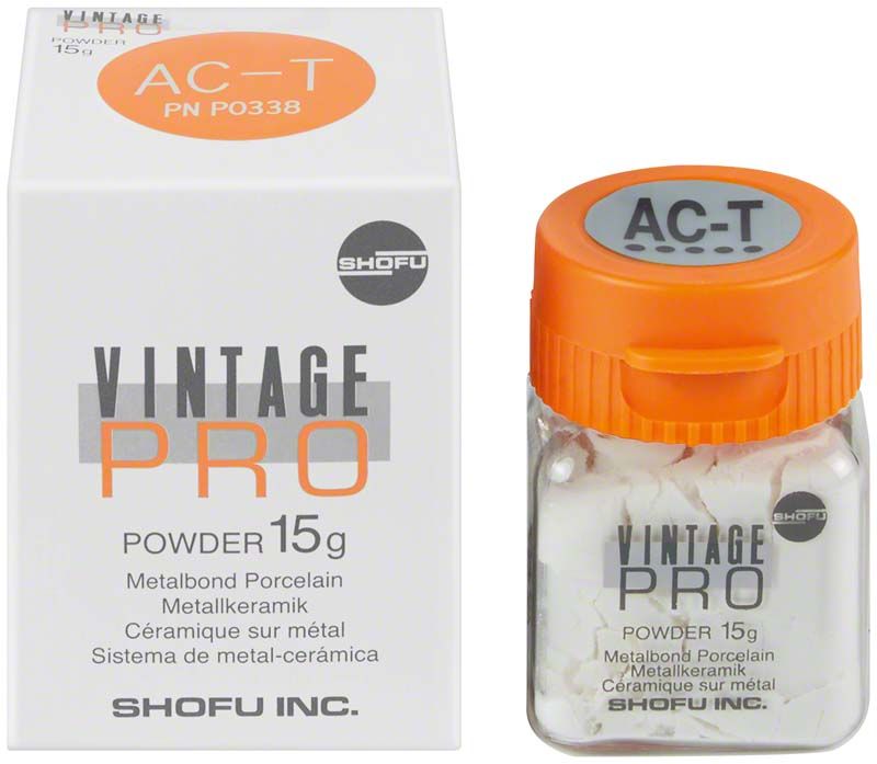 Vintage PRO Enamel Effect 15g AC-T Pulverflasche neben Verpackung.