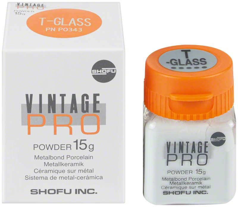 Vintage PRO Metallkeramik-Pulver 15g T-Glass mit Verpackung.