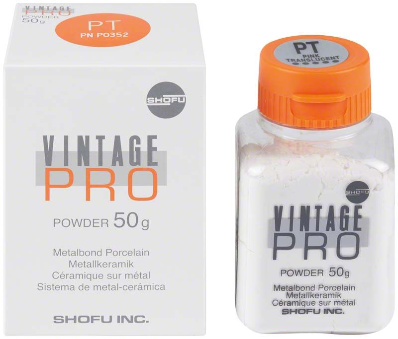 Vintage PRO Porzellanpulver 50g mit orangefarbenem Deckel und Verpackung.