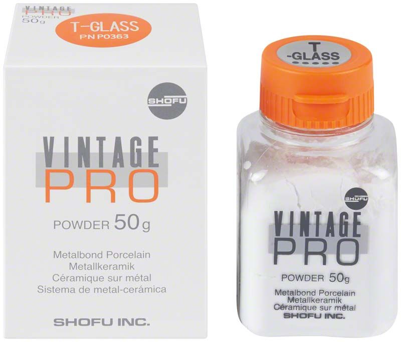 Vintage PRO Emaille-Effekt 50g T-Glass-Pulverflasche und Verpackung.