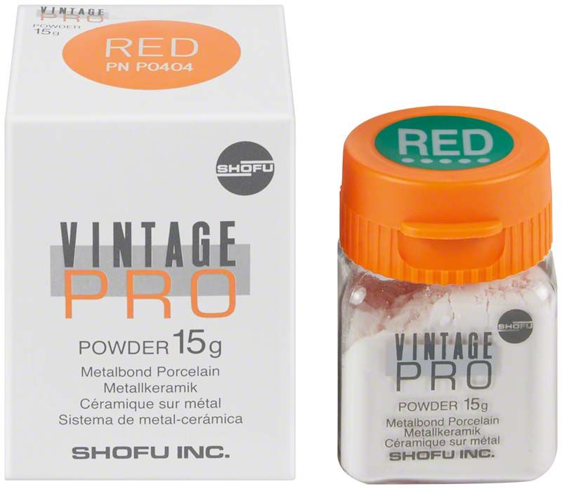 Vintage PRO Keramikpulver 15g in roter Farbe mit Verpackung.