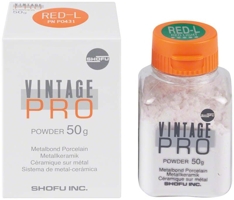 Vintage PRO Color Effect 50g RED-L Pulverflasche und Verpackung.