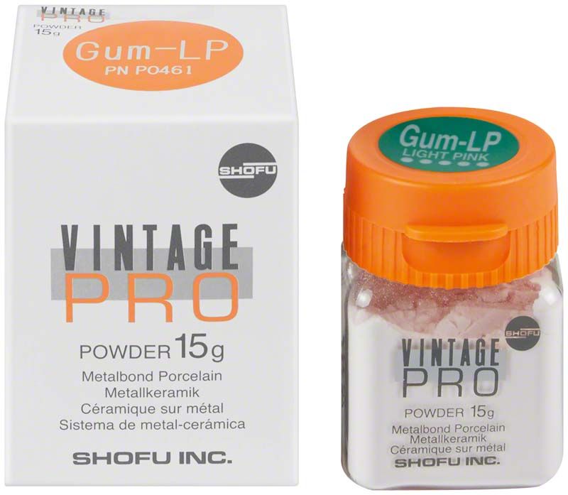 Vintage PRO Gum 15g LP Pulververpackung mit Glasbehälter und orangefarbenem Deckel.
