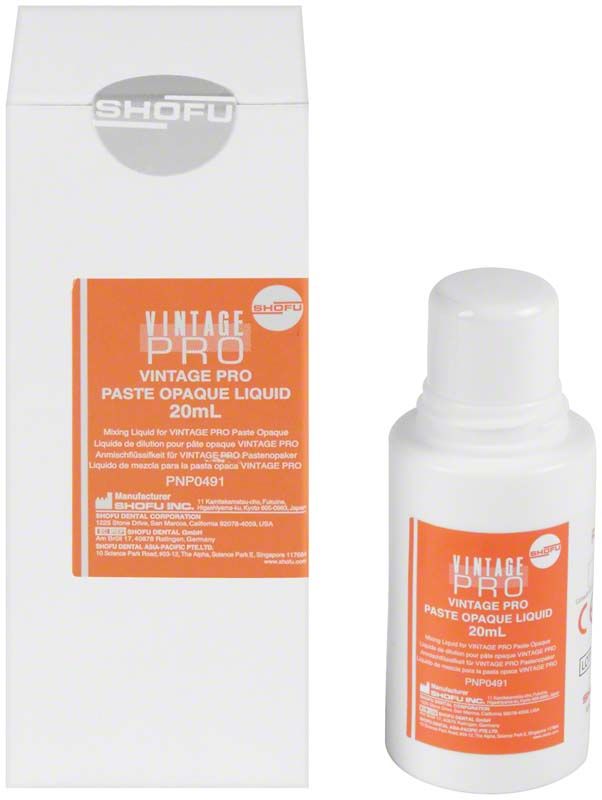 Vintage PRO Paste Opaque Liquid Flasche mit Verpackung in Weiß und Orange.