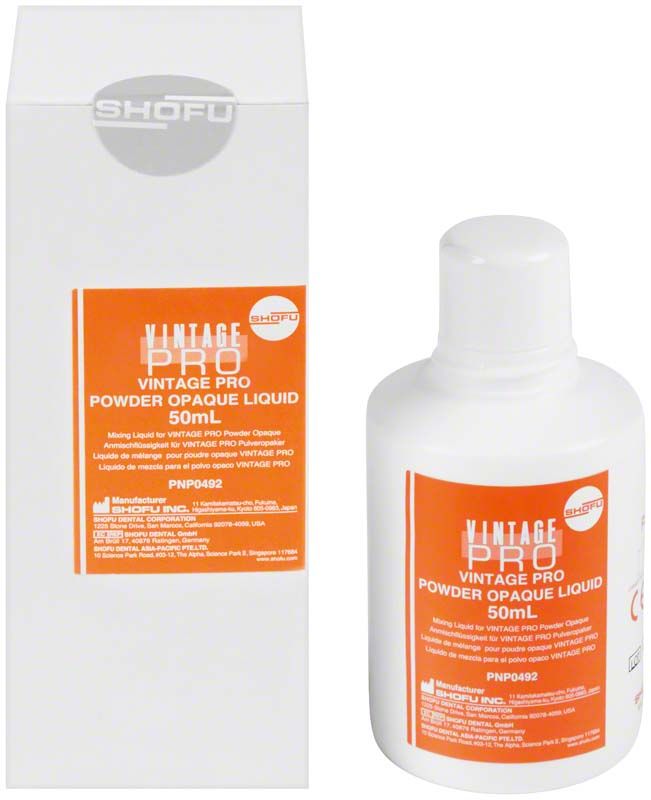 Vintage PRO Powder Opaque Liquid 50ml Flasche neben Verpackung.