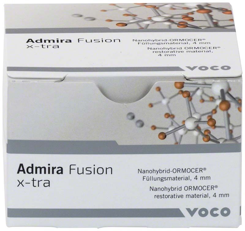 Admira Fusion x-tra Füllungsmaterial-Verpackung mit molekularem Design.