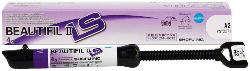 BEAUTIFIL II LS Spritze A2 mit Verpackung für Zahnfüllungen.