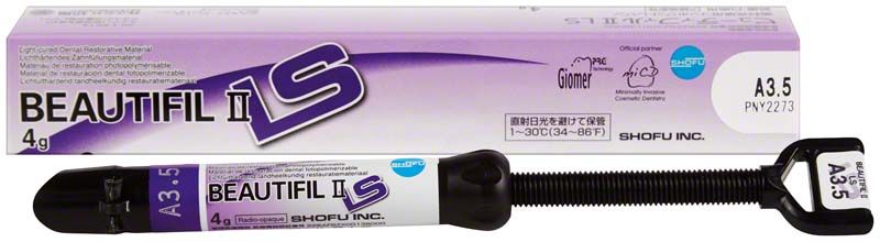 BEAUTIFIL II LS Spritze A3,5 mit Verpackung und Produktinformationen.