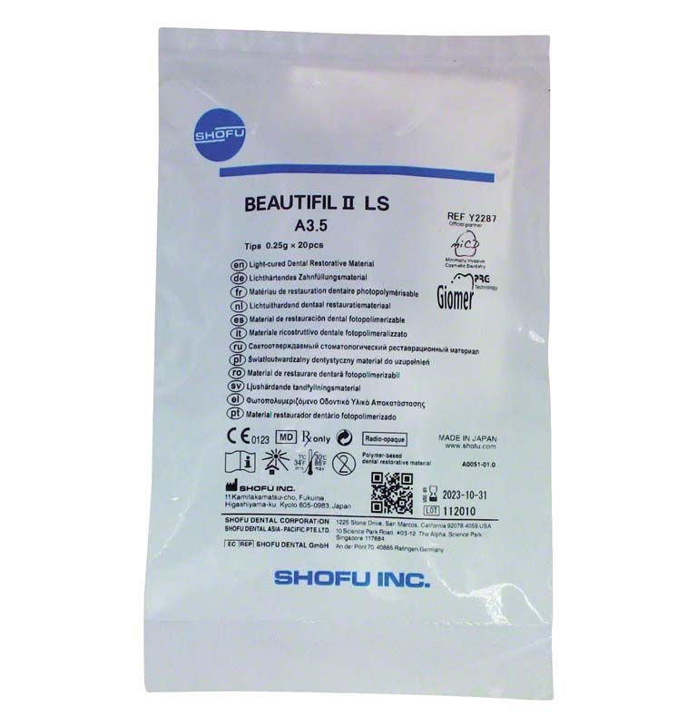 BEAUTIFIL II LS Tips A3,5 in weißer Verpackung mit blauer Schrift.