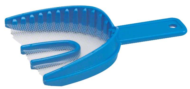 Blauer Miratray® 3 in 1 Anterior Einmal-Abformlöffel für dentalen Gebrauch.