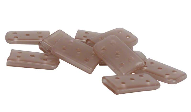 Spitzenschutzkappen dunkelbraun für dental Instrumente, Nahaufnahme mehrerer Stücke.