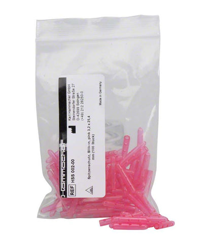 Spitzenschutz pink im transparenten Beutel für dentale Instrumente