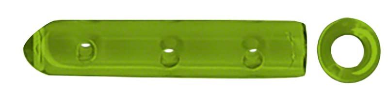 Grüner Spitzenschutz für dentalmedizinische Instrumente aus Kunststoff und Silikon.