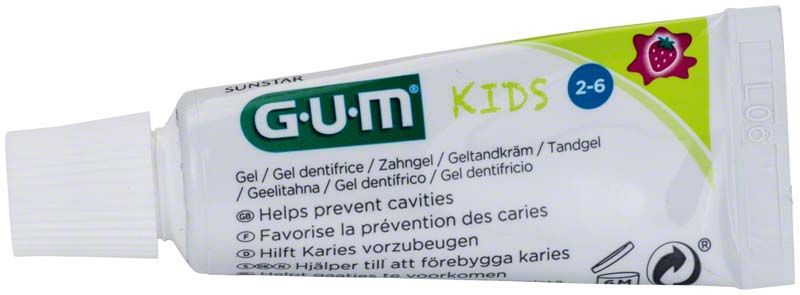 GUM Kids Monster Zahngel Tube 12ml mit Erdbeerdesign für Kinder.
