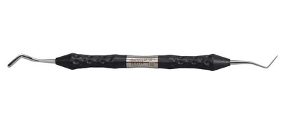 Heidemann Spatel 2,5/2,5mm mit schwarzen Griffen und zwei gebogenen Enden.