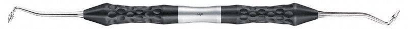 Zahnmedizinisches Modellierinstrument mit ergonomischem Griff und doppelseitigen Spitzen.