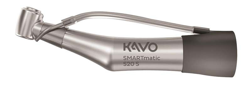 Zahnärztliches Winkelstück SMARTmatic S20 S in silberner Farbe.