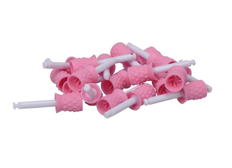 Prophylaxekelche mit Noppen, rosa, für effektive Plaqueentfernung.