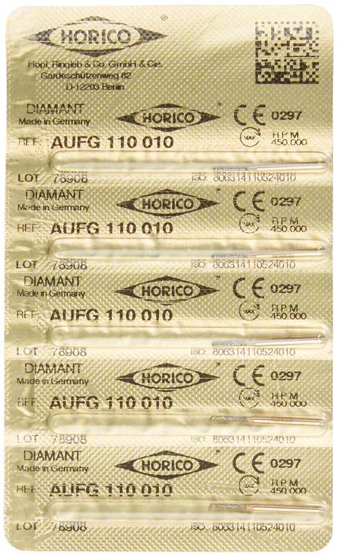 Verpackung von Horico Diamantschleifern, Modell AuFG 110C 012.