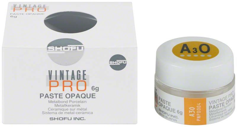 Vintage PRO Paste Opaque 6g A3O Verpackung und Dose mit Etikett.