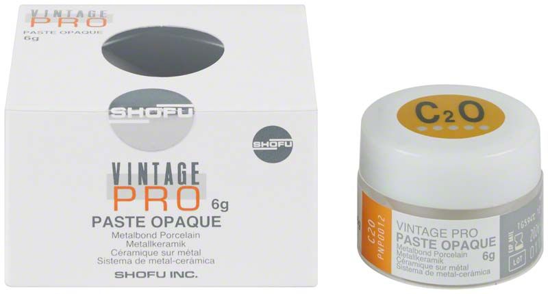 Vintage PRO Paste Opaque 6g C2O, Verpackung und Tiegelansicht.