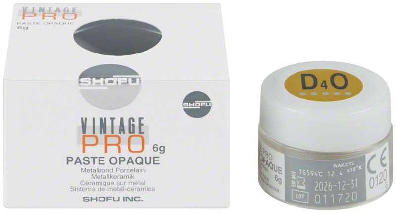 Vintage PRO Paste Opaque 6g D4O im weißen Behälter mit Verpackung.