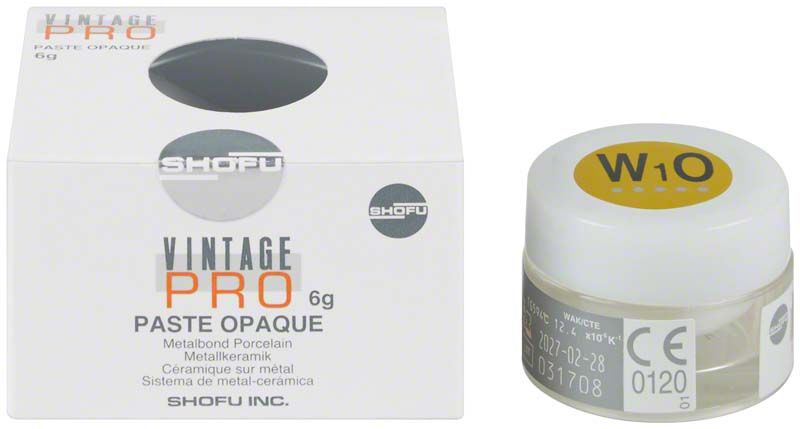 Vintage PRO Paste Opaque 6g W1O in Glasbehälter mit Verpackung.