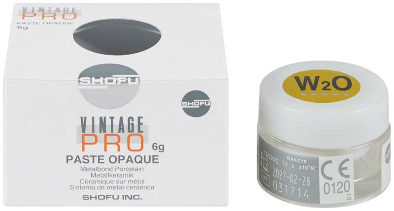 Vintage PRO Paste Opaque 6g W2O in Originalverpackung mit Glasbehälter.