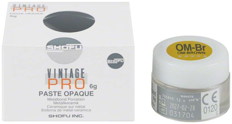 Vintage PRO Paste Opaque 6g OM-Br in Originalverpackung mit geöffneter Dose.