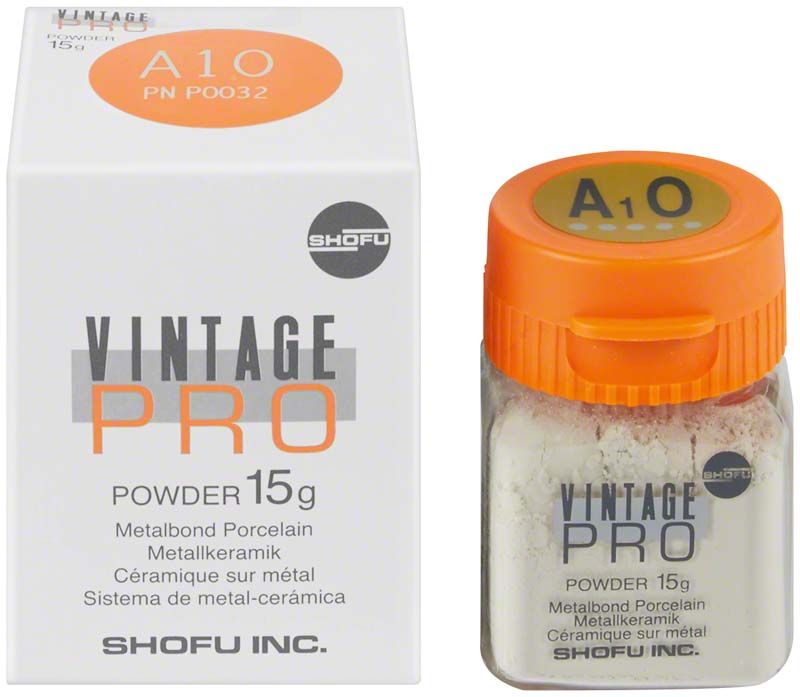 Vintage PRO Pulver Opaque 15g A1O in Verpackung mit orangem Deckel.