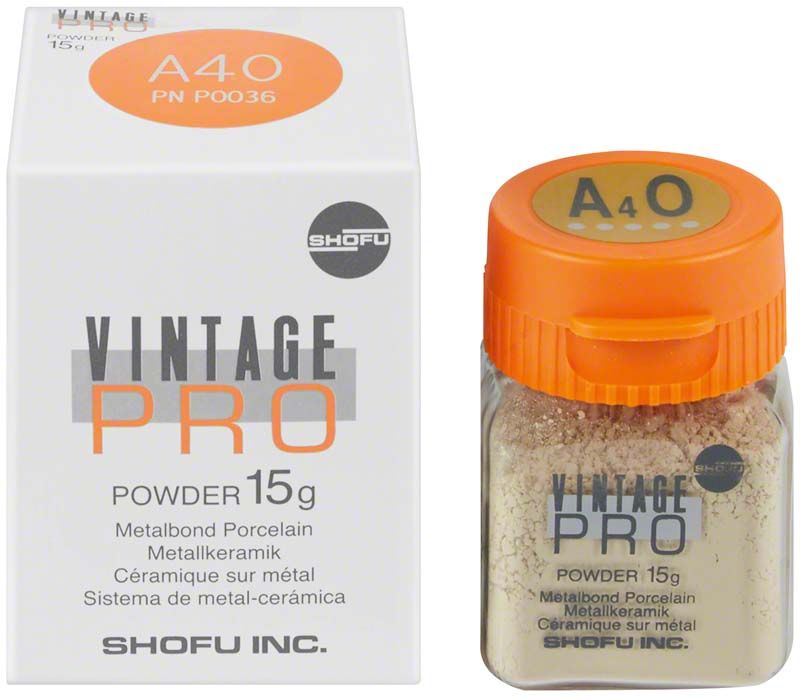 Vintage PRO Pulver Opaque 15g A4O in orangefarbener Verpackung.