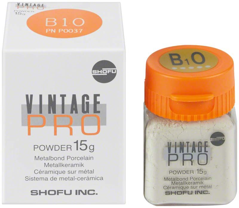 Vintage PRO Pulver Opaque 15g B1O in Verpackung mit Glasbehälter.