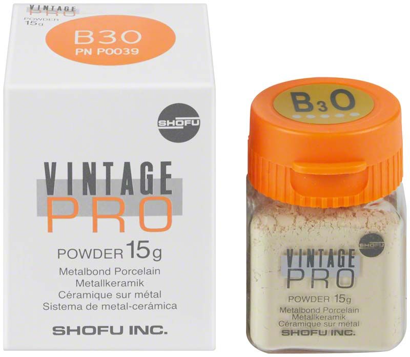 Vintage PRO Pulver 15g B3O mit Verpackung und Glasbehälter.