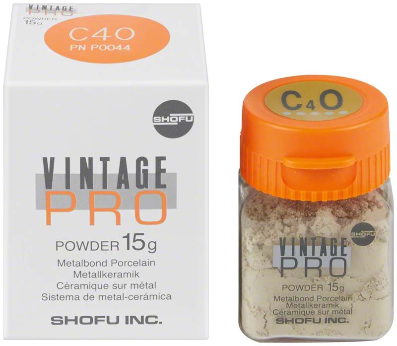 Vintage PRO Powder Opaque 15g C4O Verpackung und Glasbehälter.