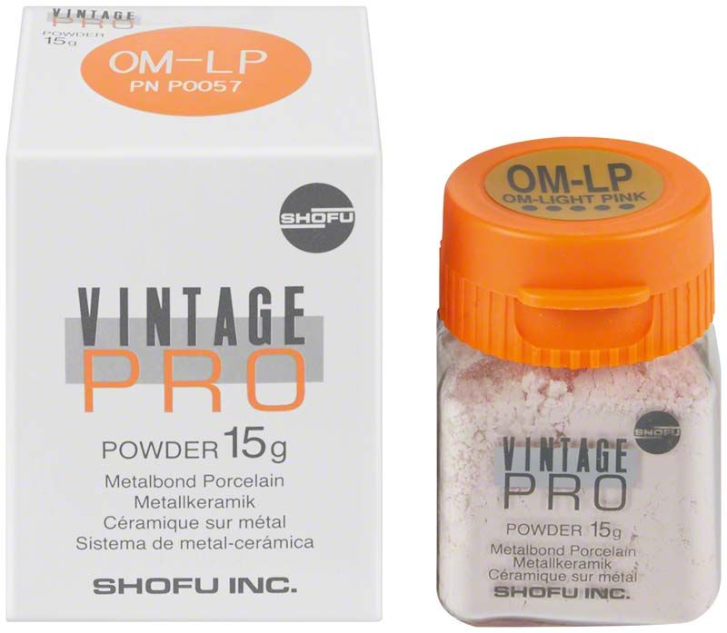 Vintage PRO Powder Opaque 15g OM-LP in Glasbehälter und Verpackung.