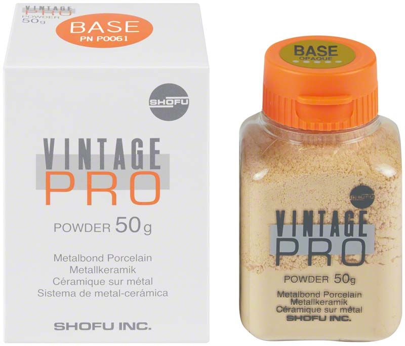 Vintage PRO Pulver und Verpackung, 50g Metallkeramik-Basis, orangefarbener Deckel.