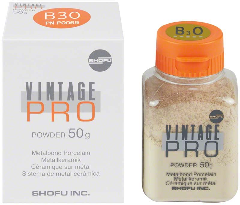 Vintage PRO Pulver Opaque 50g B3O in Kunststoffbehälter und Verpackung.