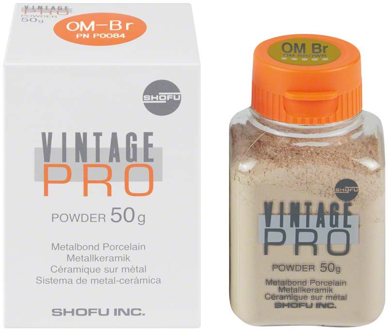 Vintage PRO Pulver Opaque 50g OM-Br mit Verpackung und Glasbehälter.