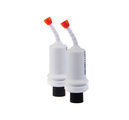 Zwei Harvard MTA - Repair OptiCaps® Kapseln mit Röntgenopazität für Endodontie.