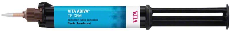 Spritze mit VITA ADIVA® TE-CEM temporärem Befestigungskomposit.