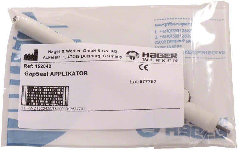 GapSeal Applikator in transparenter Verpackung mit Etikett und Produktinformationen.